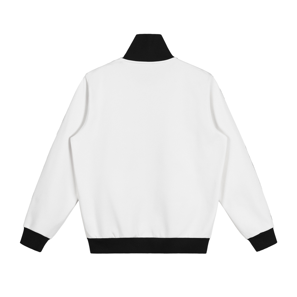Black Contrast Side Stripe Fleece Track Jacket
