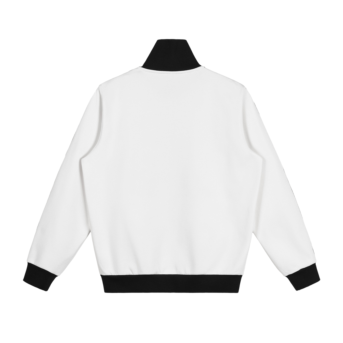 White Contrast Side Stripe Fleece Track Jacket