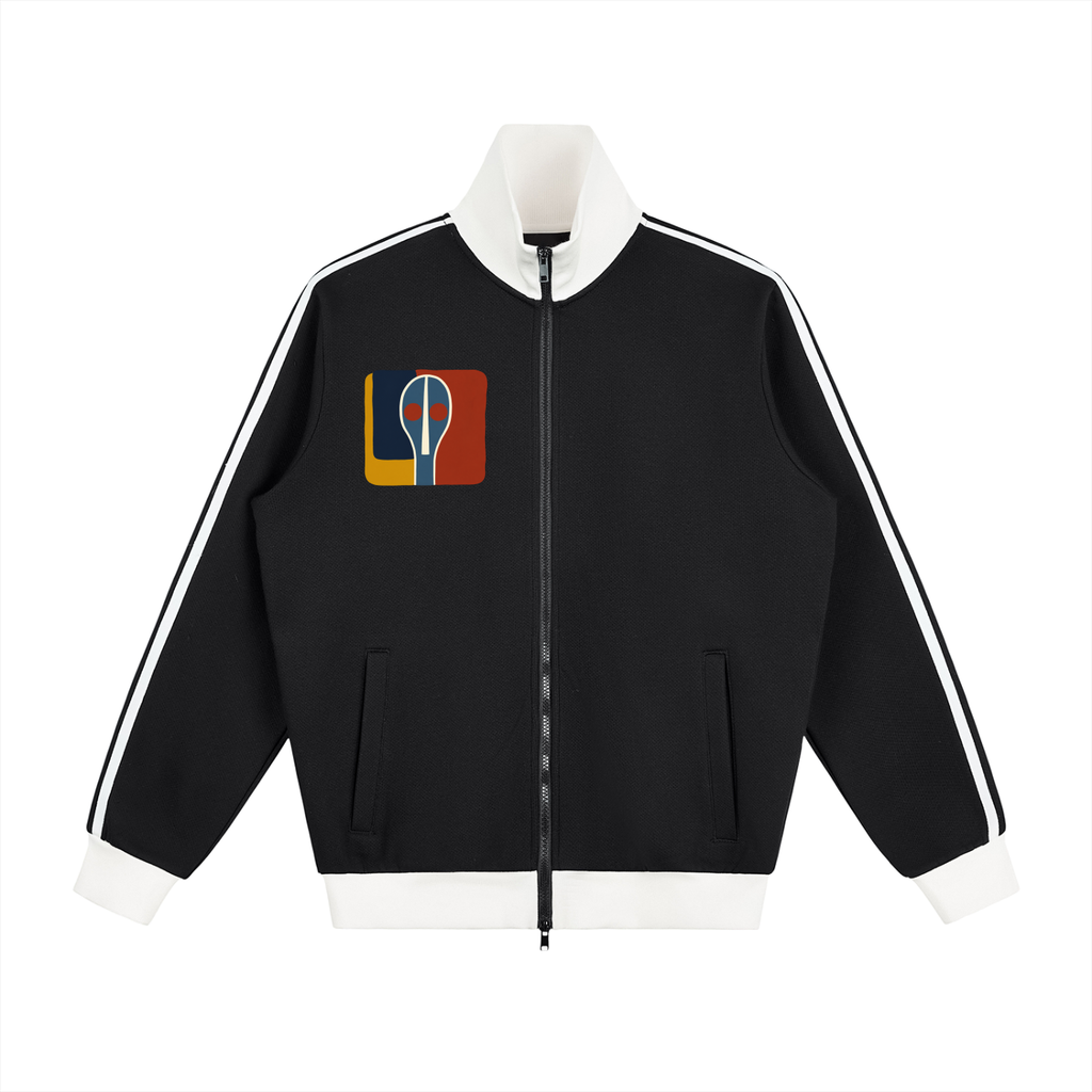 Black Contrast Side Stripe Fleece Track Jacket