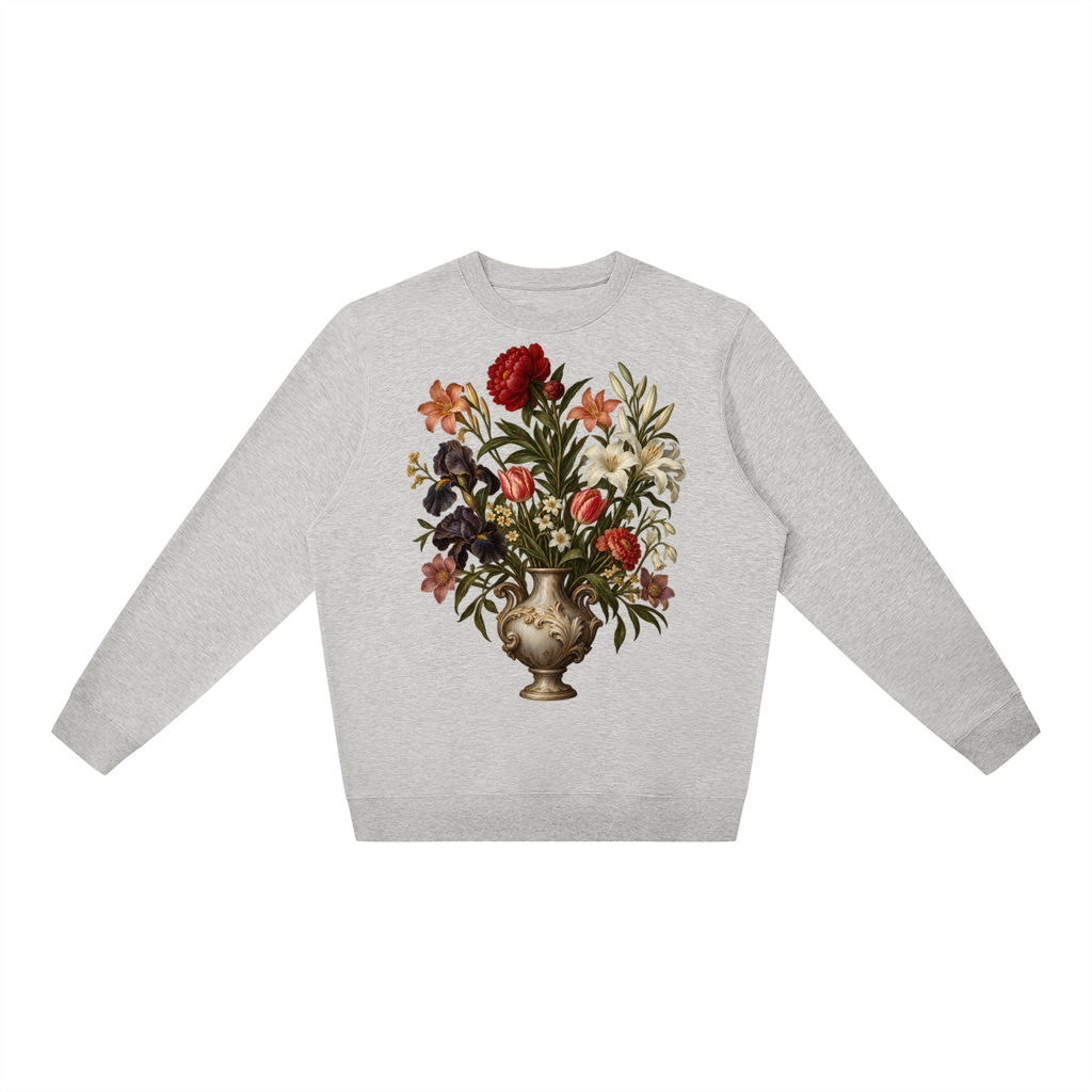 Flower Grey Unisex Oversized Crewneck Sweatshirt