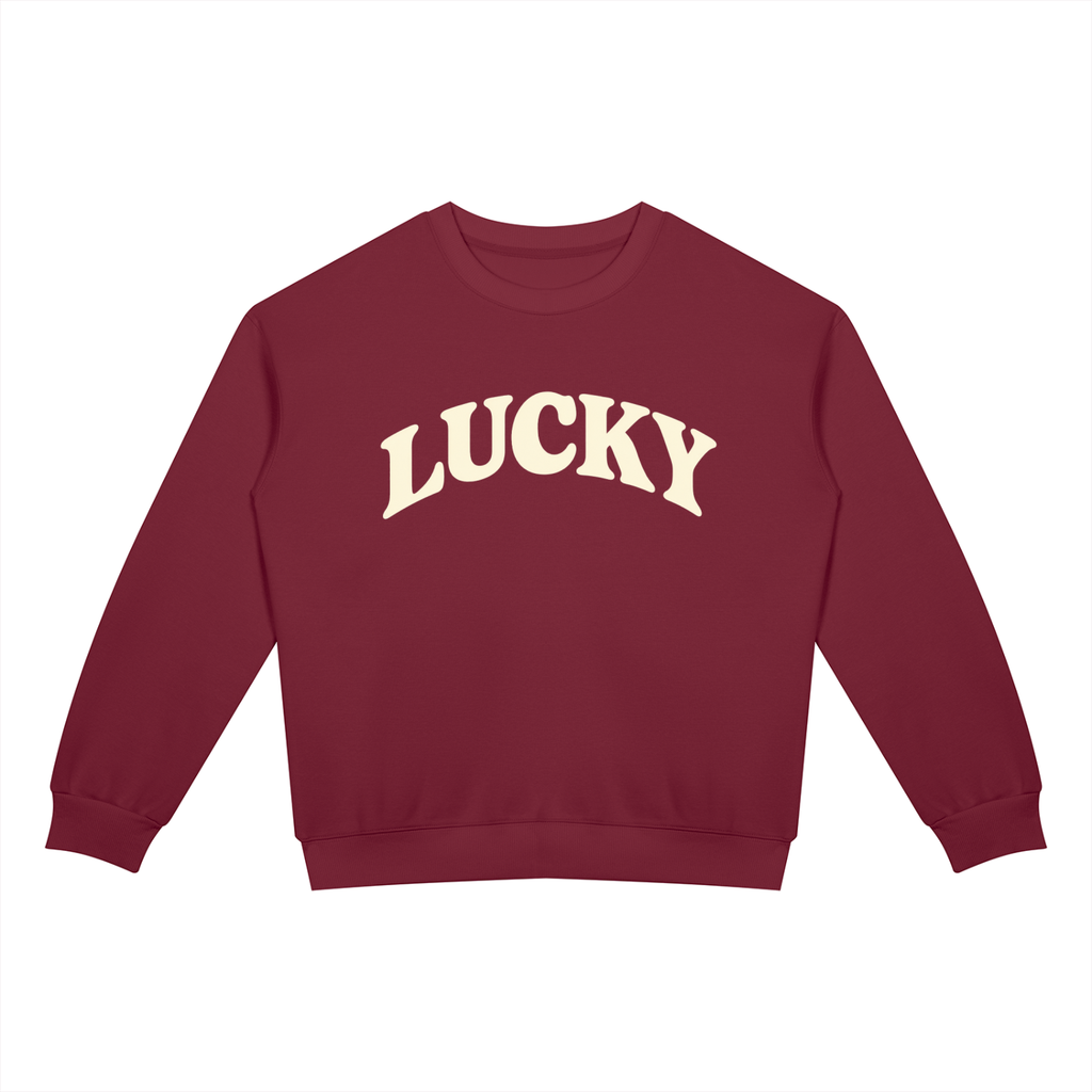Wine Lucky Unisex Drop Shoulder Crewneck Sweatshirt