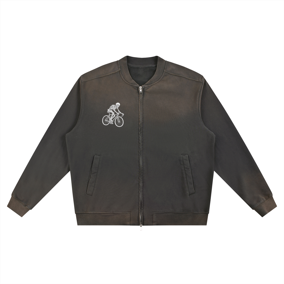 Navy Fixie Sun Fade Heavyweight Baseball Jacket