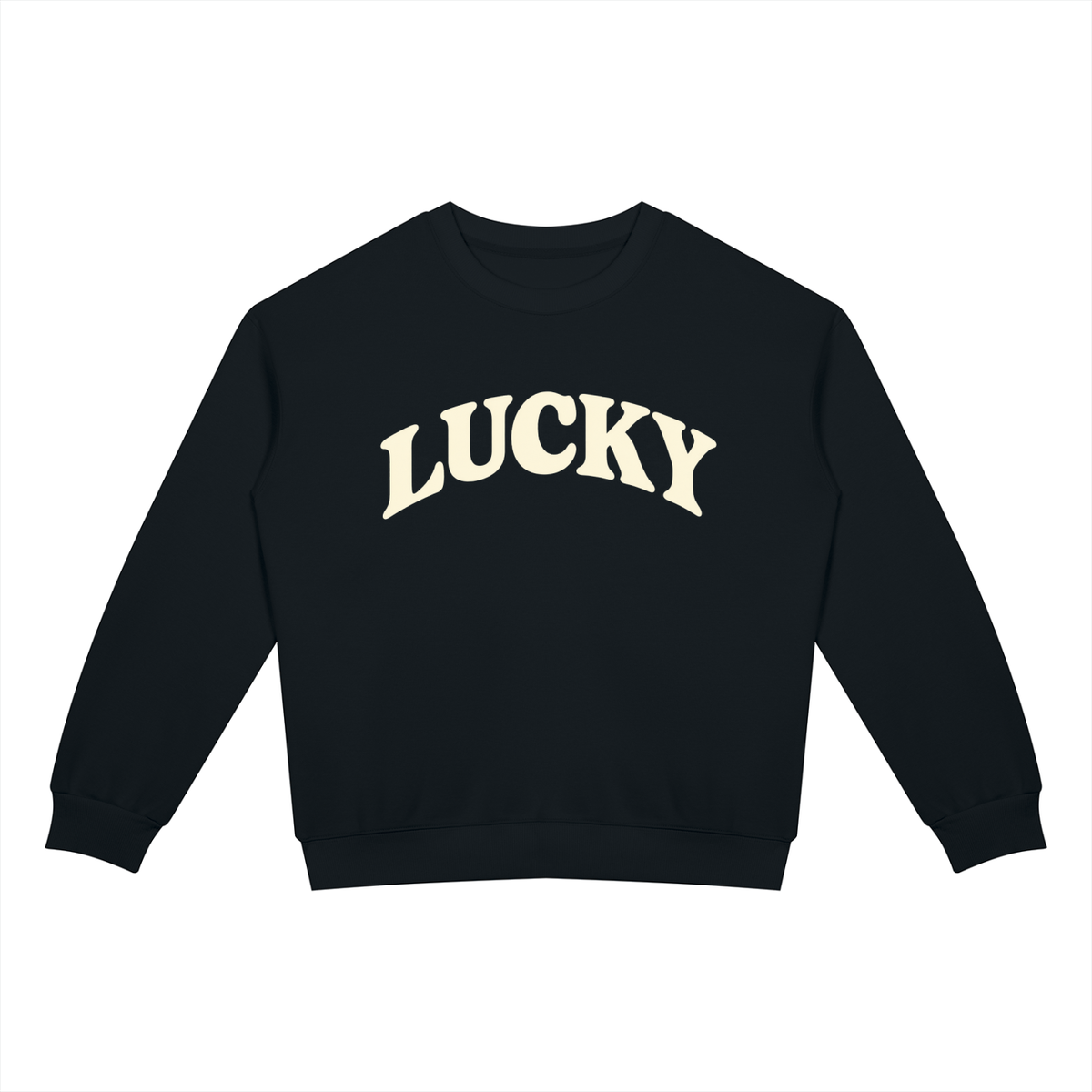 Navy Blue Lucky Unisex Drop Shoulder Crewneck Sweatshirt