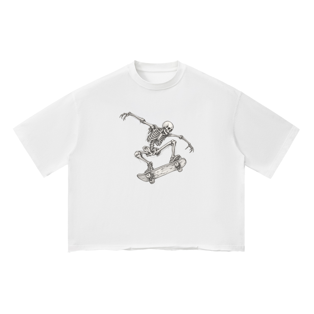 White SK8 BLK Unisex Vintage Wash Boxy T-Shirt
