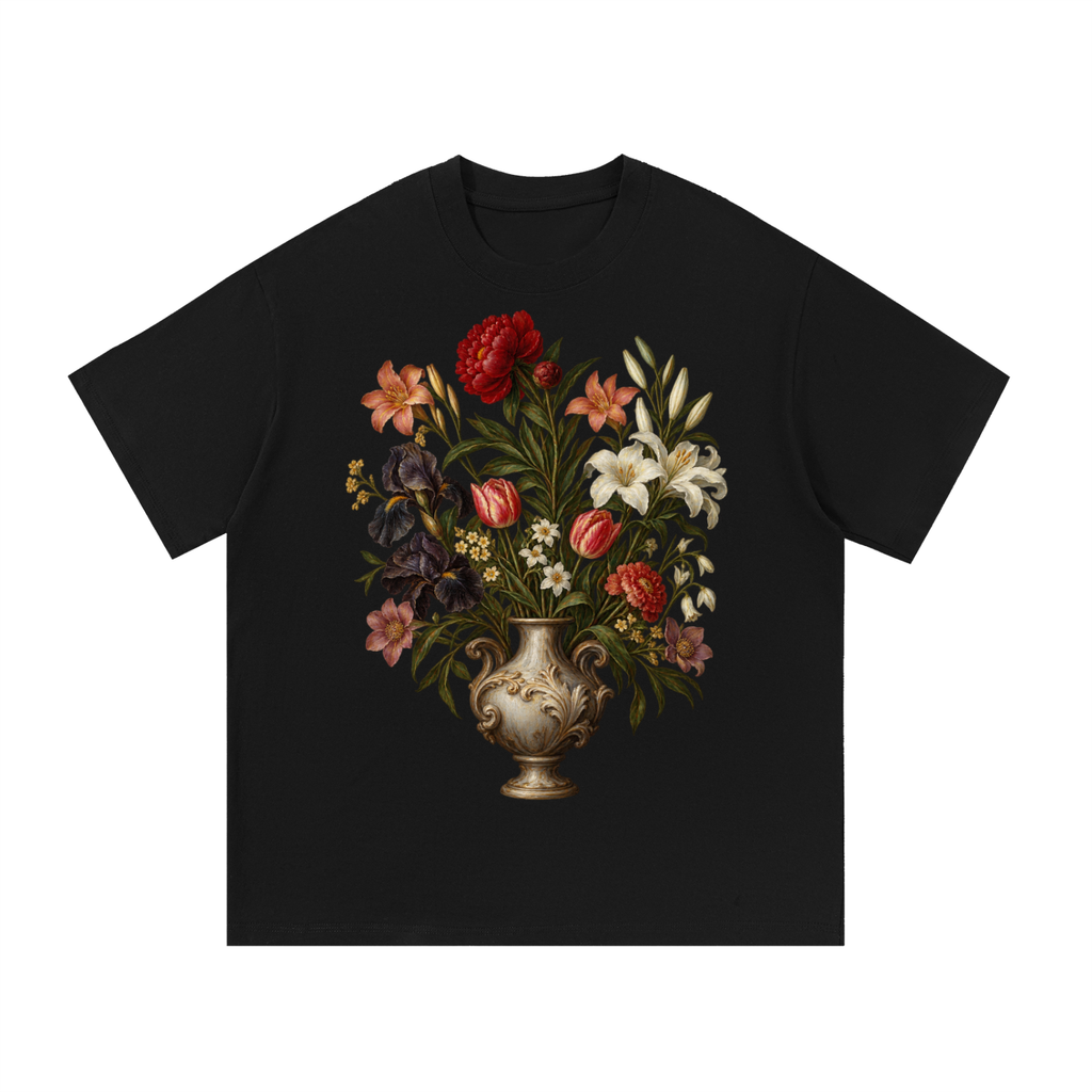 Coffee Baroque Floral Essential Cotton T-Shirt