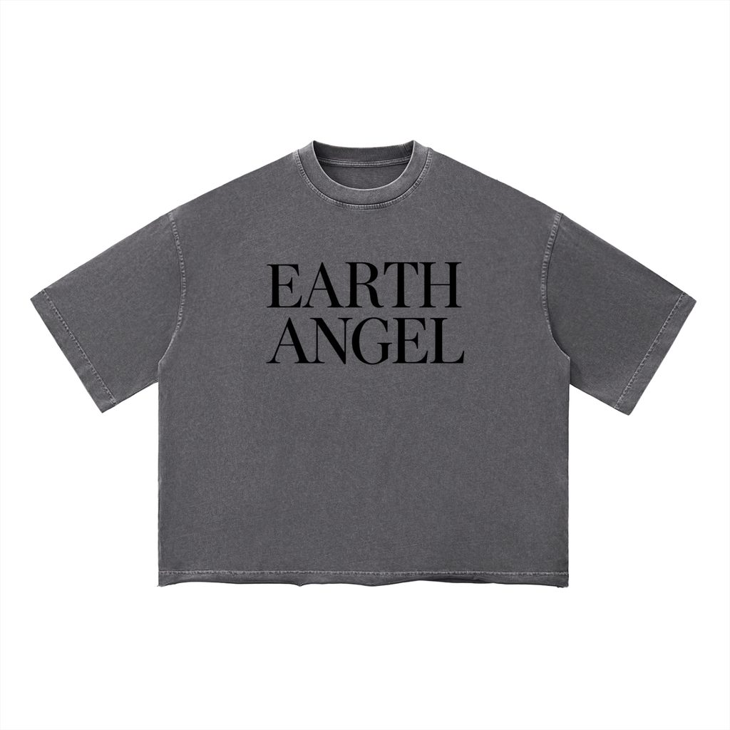 Charcoal Grey Earth Angel Unisex Vintage Wash Boxy T-Shirt