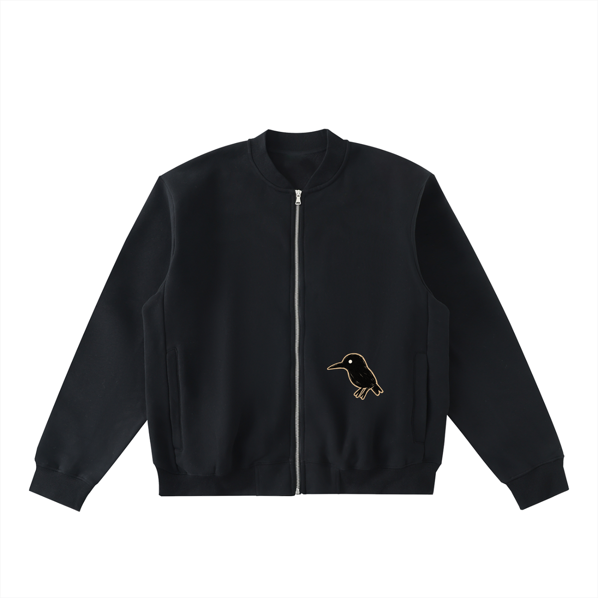 Essential Zip-Up Fleeced Varsity Jacket