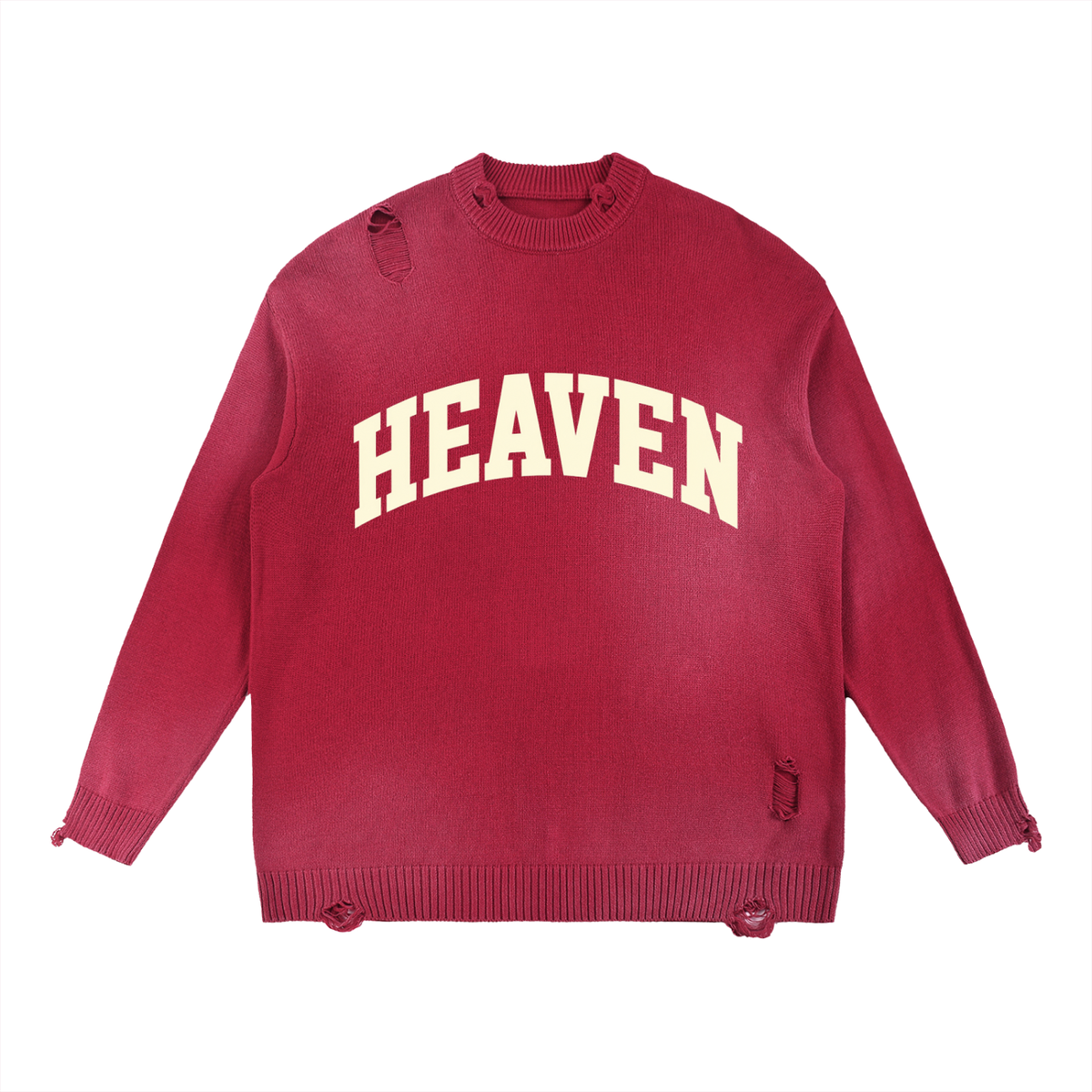 Heaven Sun Fade Distressed Ripped Crewneck sweater