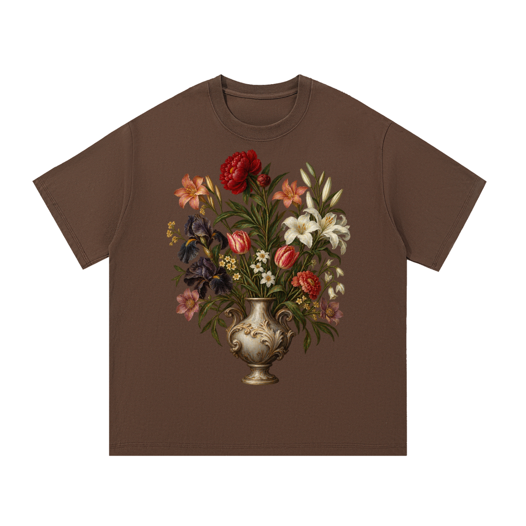 Navy Blue Baroque Floral Essential Cotton T-Shirt