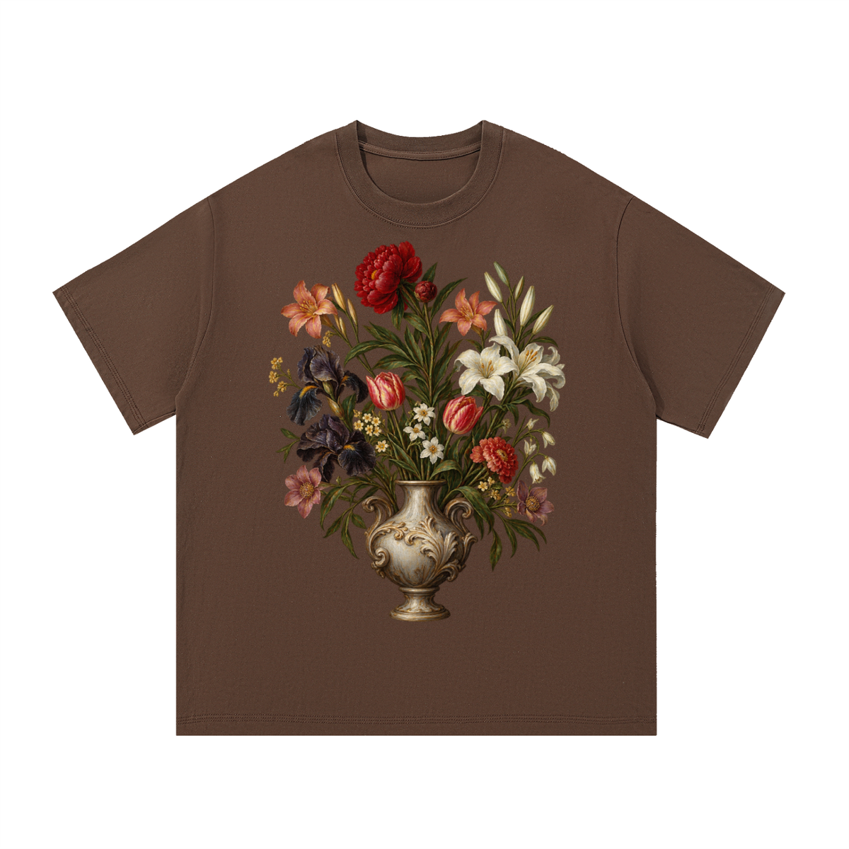 Navy Blue Baroque Floral Essential Cotton T-Shirt