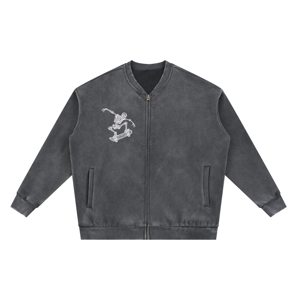 SK8 Vintage Washed Fleece Baseball Jacket