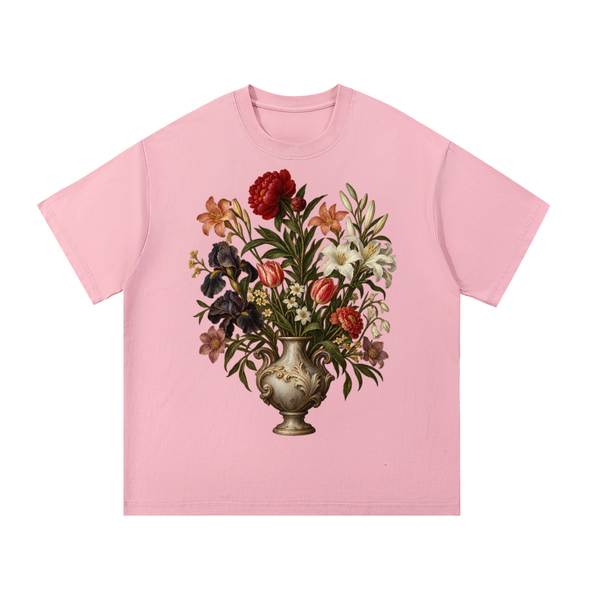 Coffee Baroque Floral Essential Cotton T-Shirt