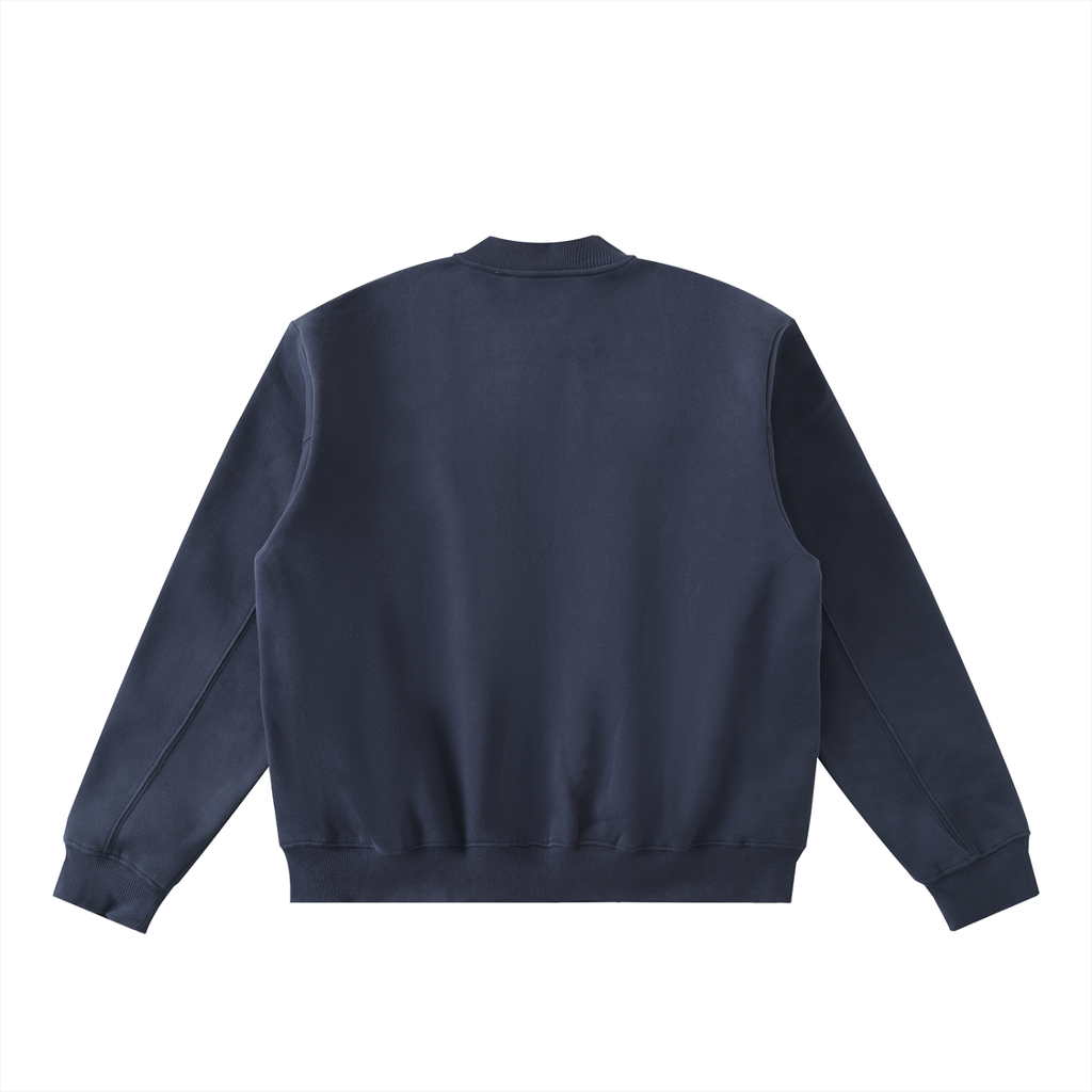 Dark Grey Essential Zip-Up Fleeced Varsity Jacket