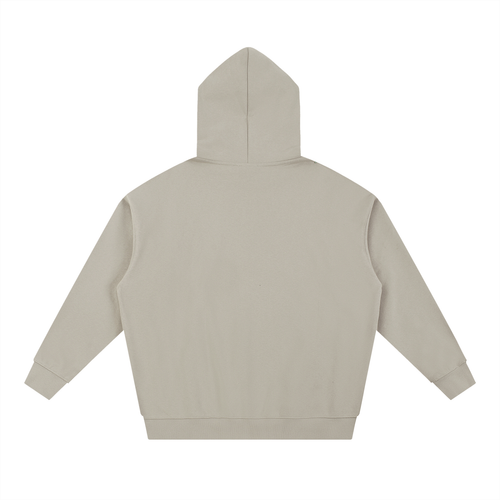 Akan Script Heavyweight Hoodie in Ash Grey with Stone DTG print featuring Adinkra-inspired symbols across the chest back view