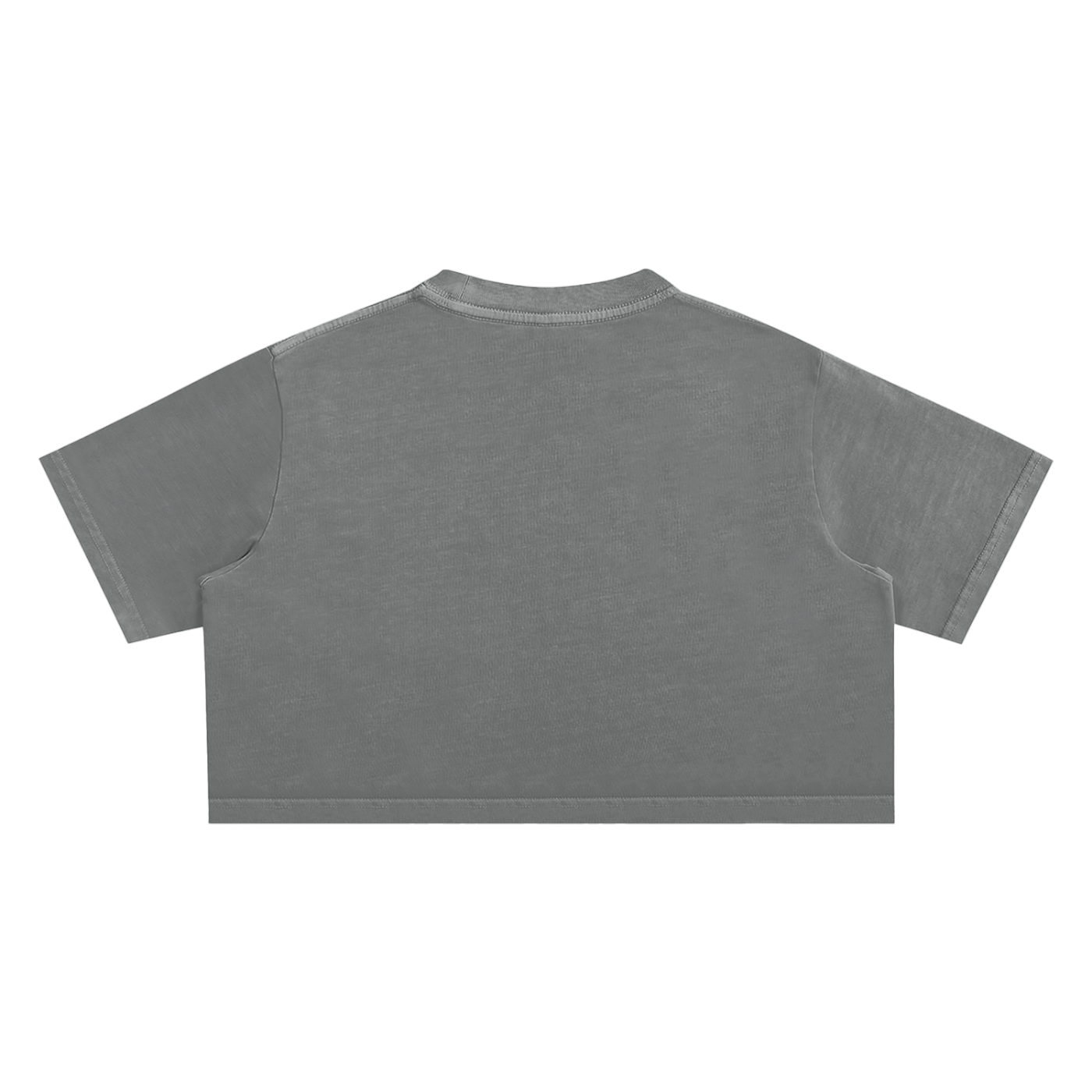 nomad_07 women's cropped Solar Patina t-shirt in Ash Grey back view