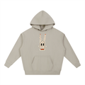 nomad_07 unisex Ash Grey heavyweight hoodie with Dogon Rabbit graphic front view