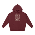 nomad_07 Masquerade_07 heavyweight hoodie in Crimson with Stone Dogon-inspired graphic print