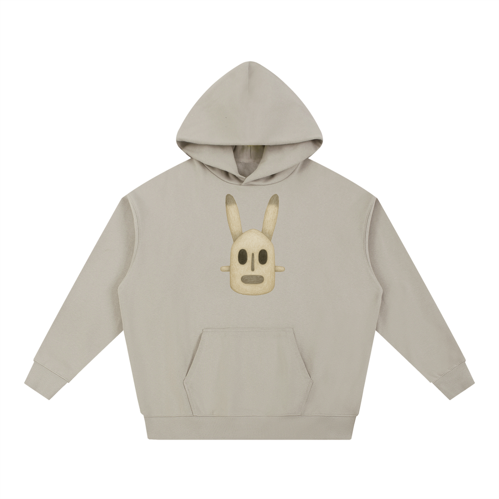 Ash Grey Phantom_07 heavyweight hoodie with minimal hand-sketched Dogon-inspired graphic.
