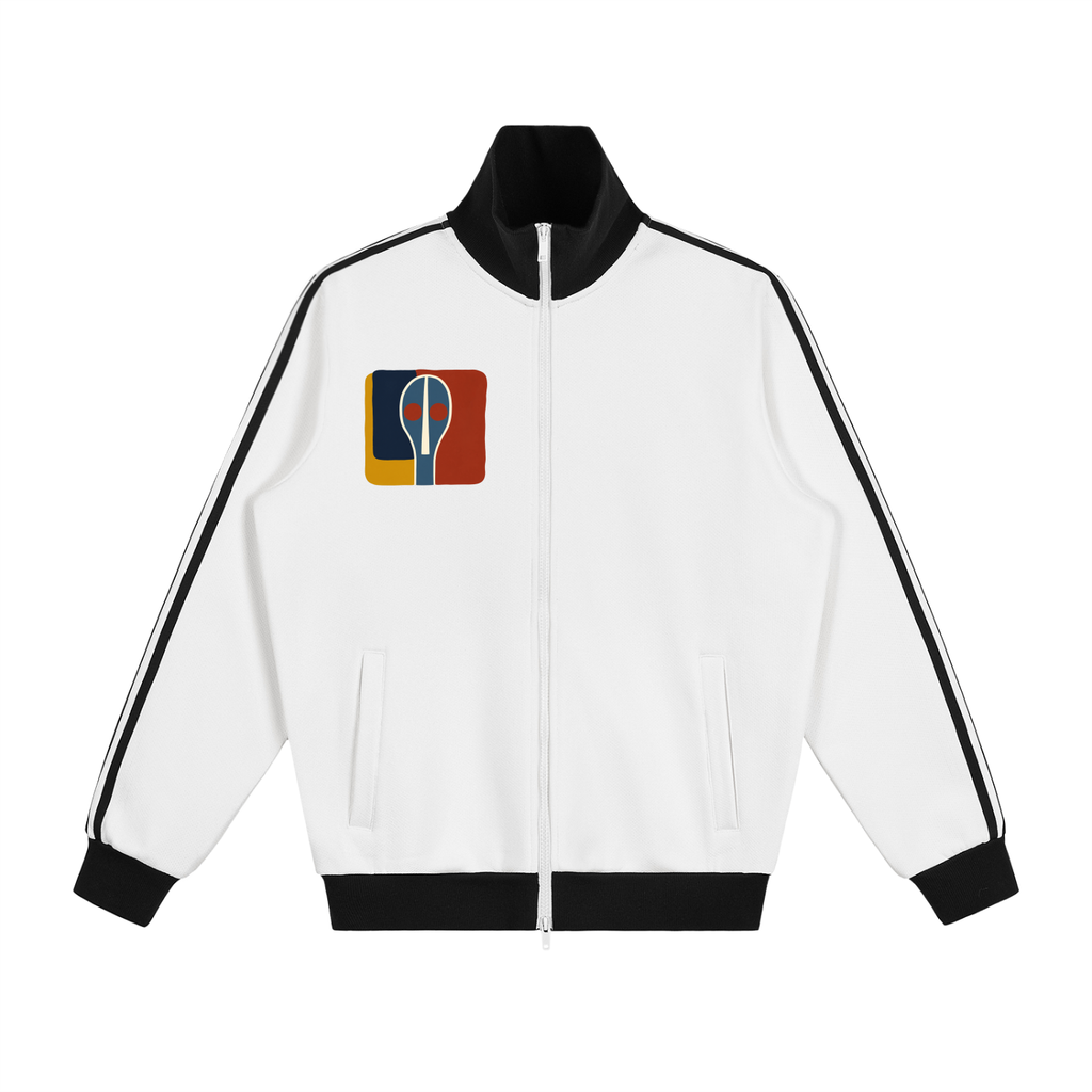 Black Contrast Side Stripe Fleece Track Jacket