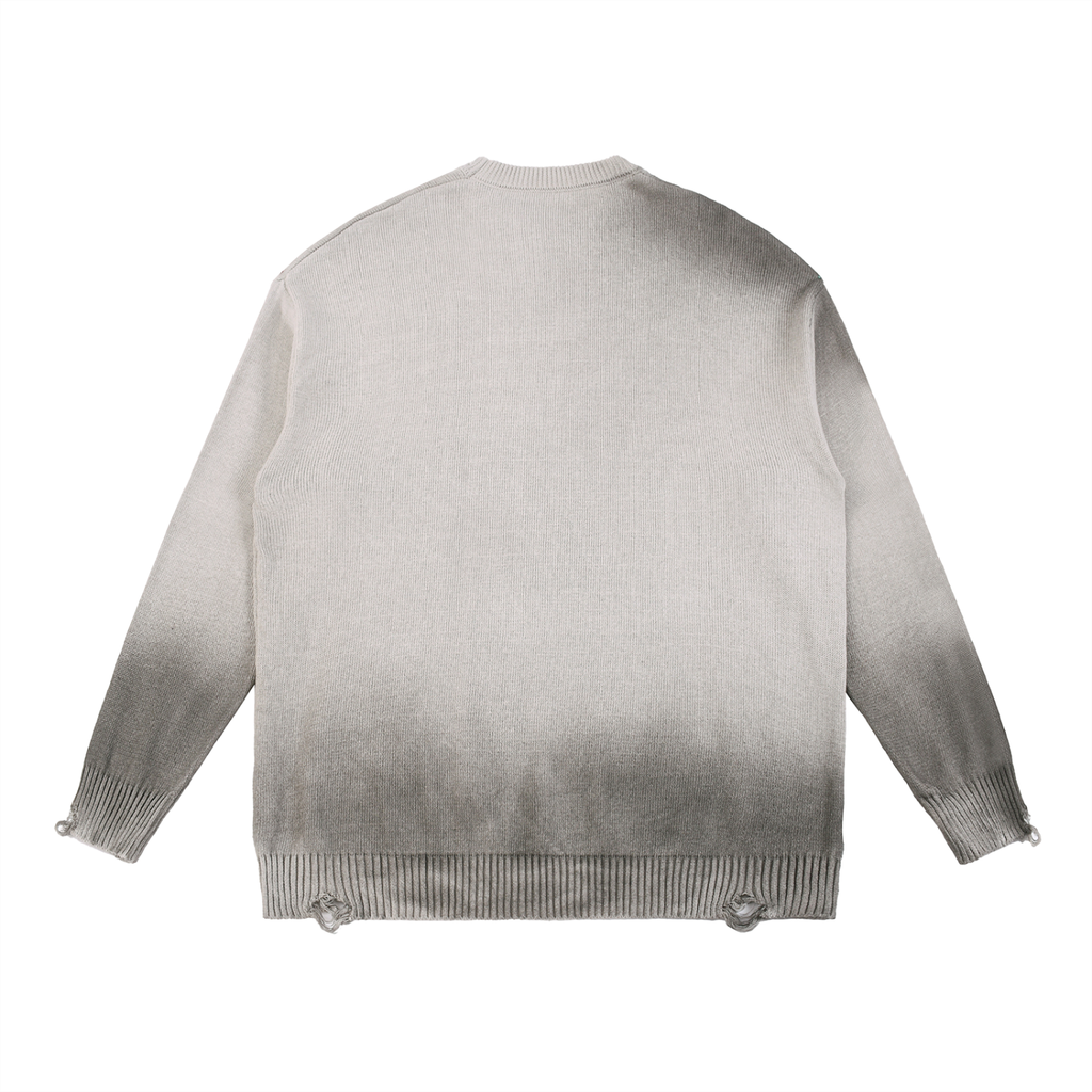 Black Heaven Sun Fade Distressed Ripped Crewneck sweater