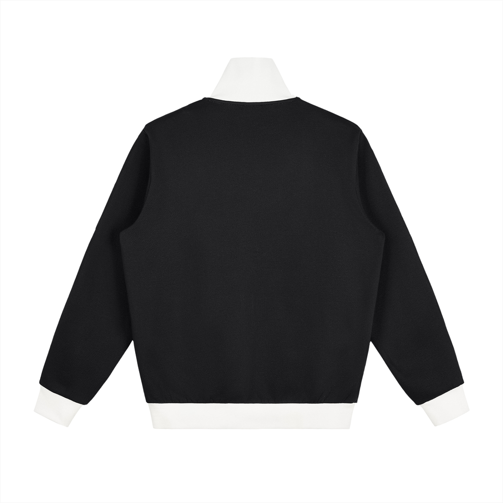 White Contrast Side Stripe Fleece Track Jacket