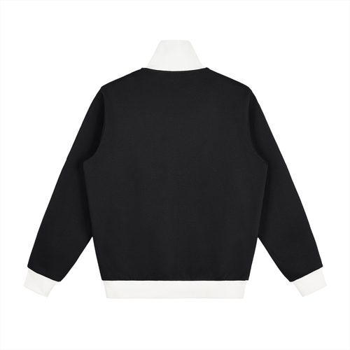 Black Contrast Side Stripe Fleece Track Jacket