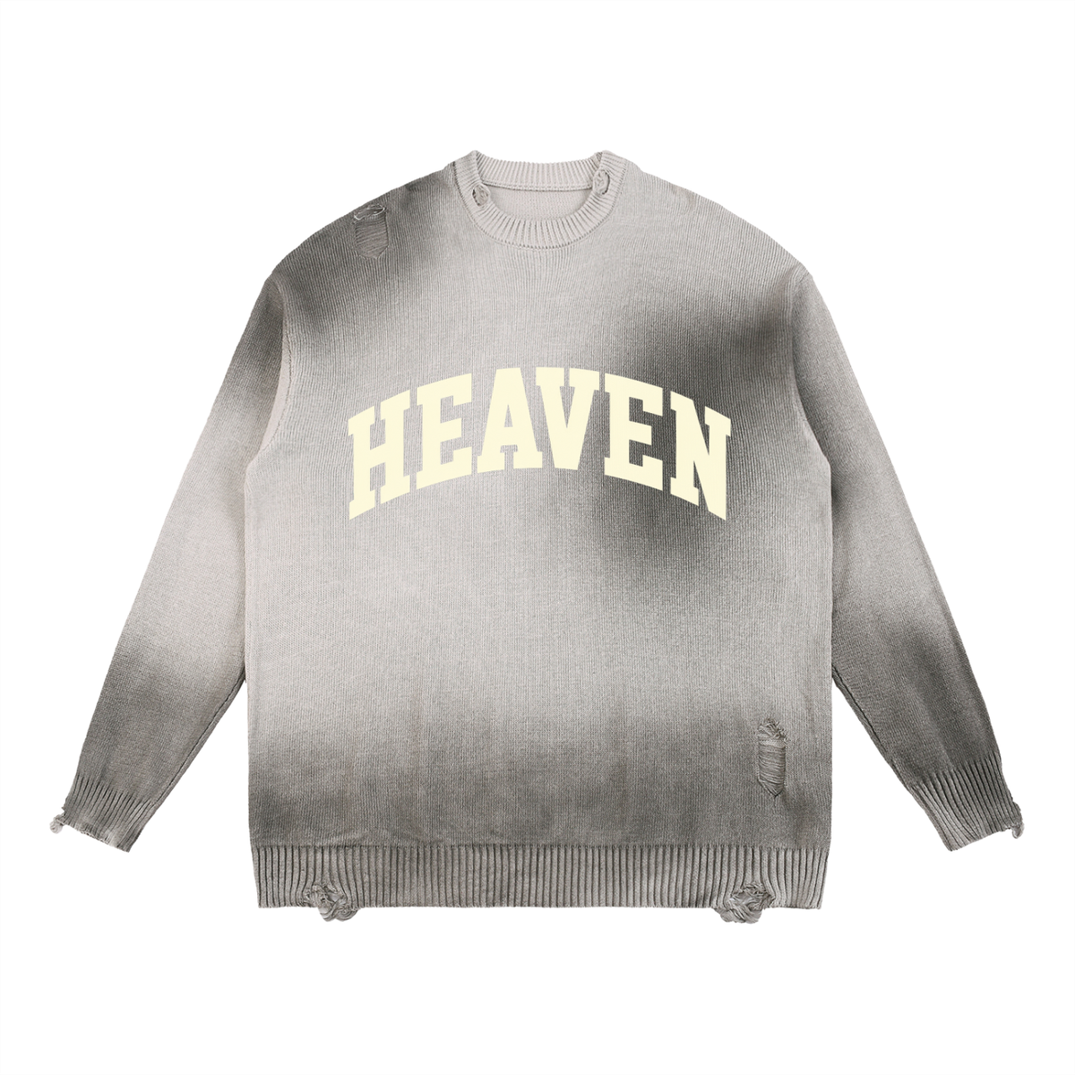 Heaven Sun Fade Distressed Ripped Crewneck sweater