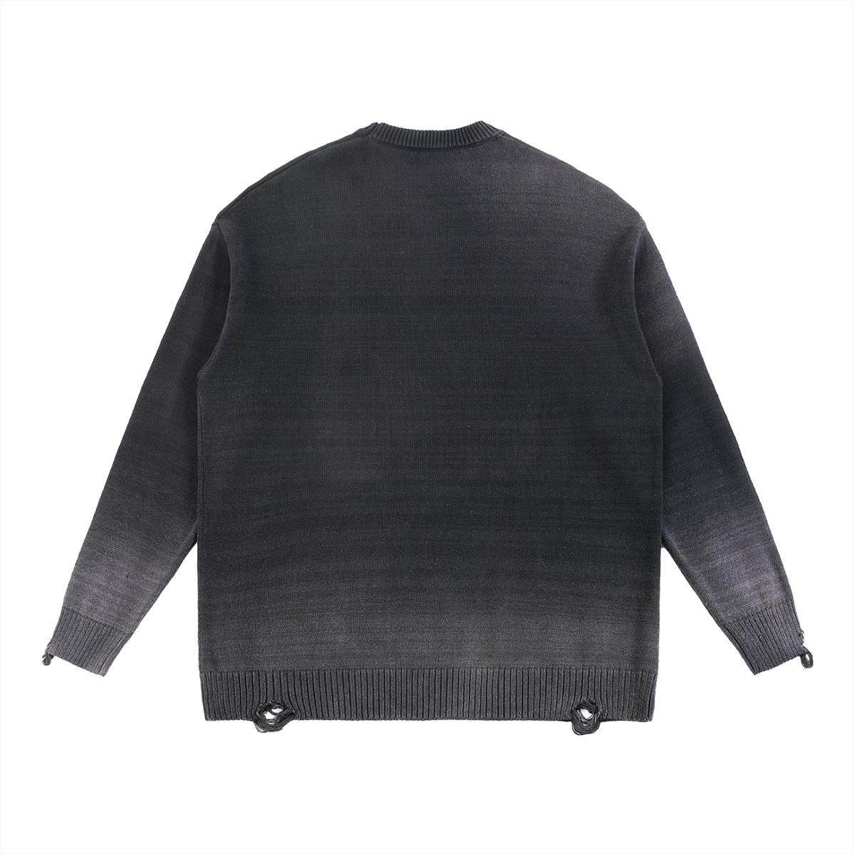 Black Heaven Sun Fade Distressed Ripped Crewneck sweater