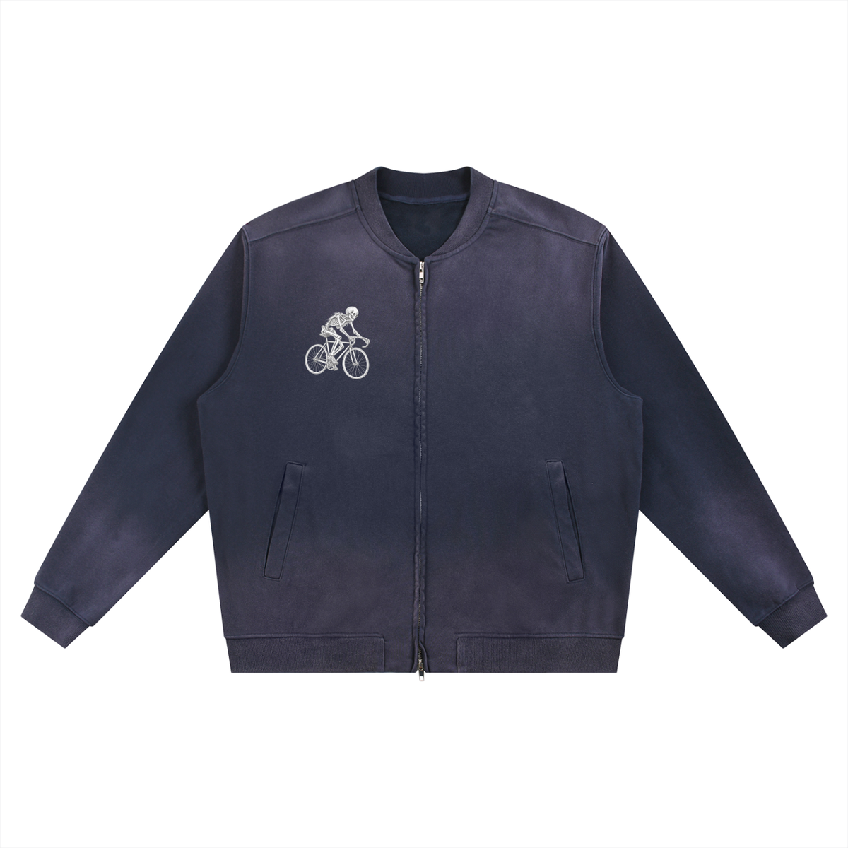 Navy Fixie Sun Fade Heavyweight Baseball Jacket