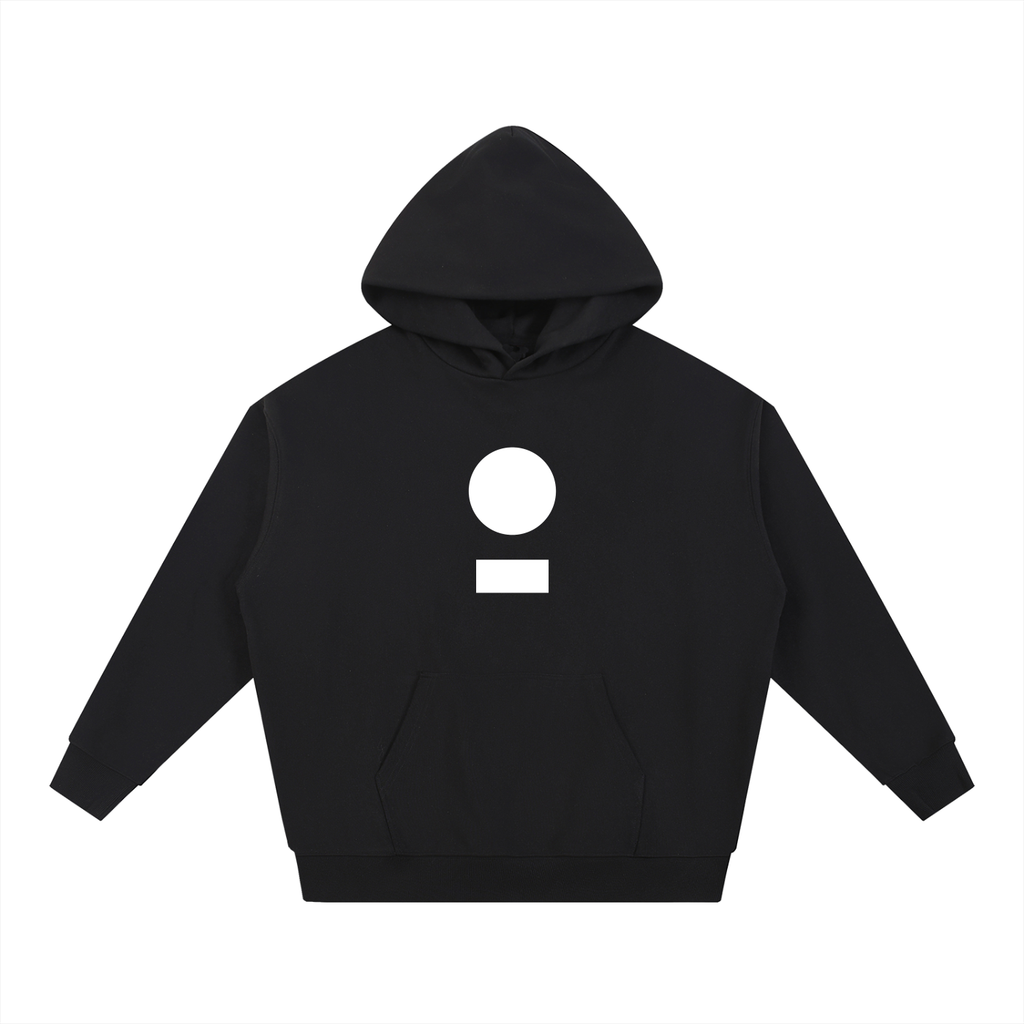 nomad_07 unisex streetwear heavyweight hoodie in Onyx with core logo front view in white