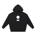 nomad_07 unisex streetwear heavyweight hoodie in Onyx with core logo front view in white
