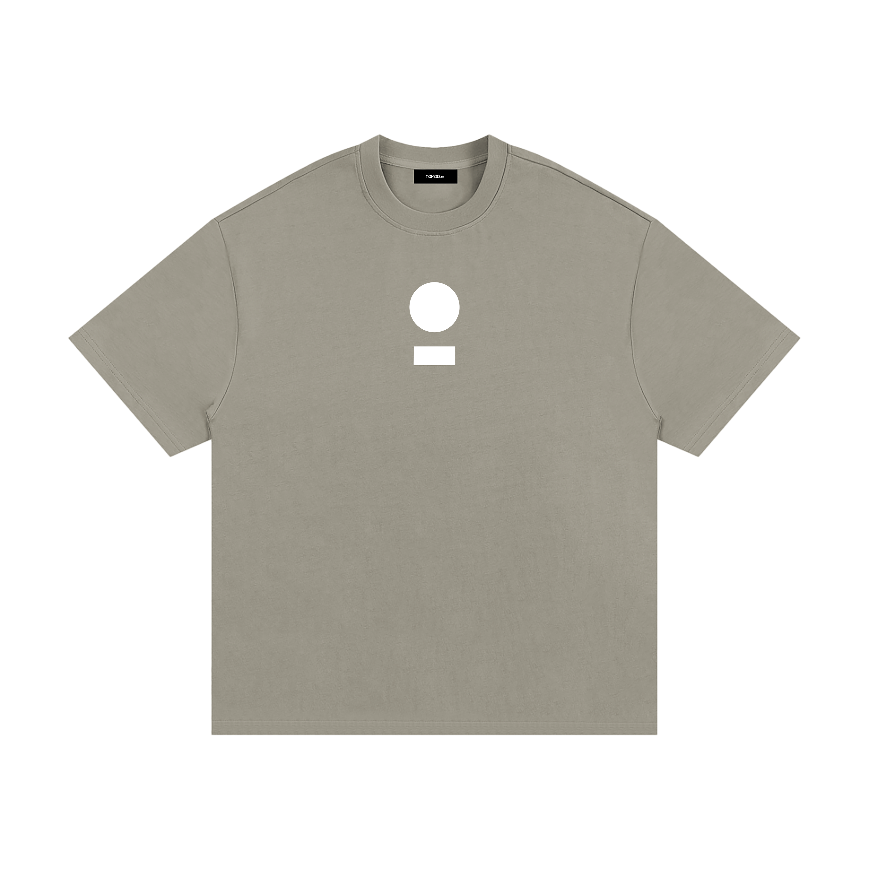 nomad_07 Logo Heavyweight Tee in Dark Clay with centered core logo, oversized unisex silhouette.