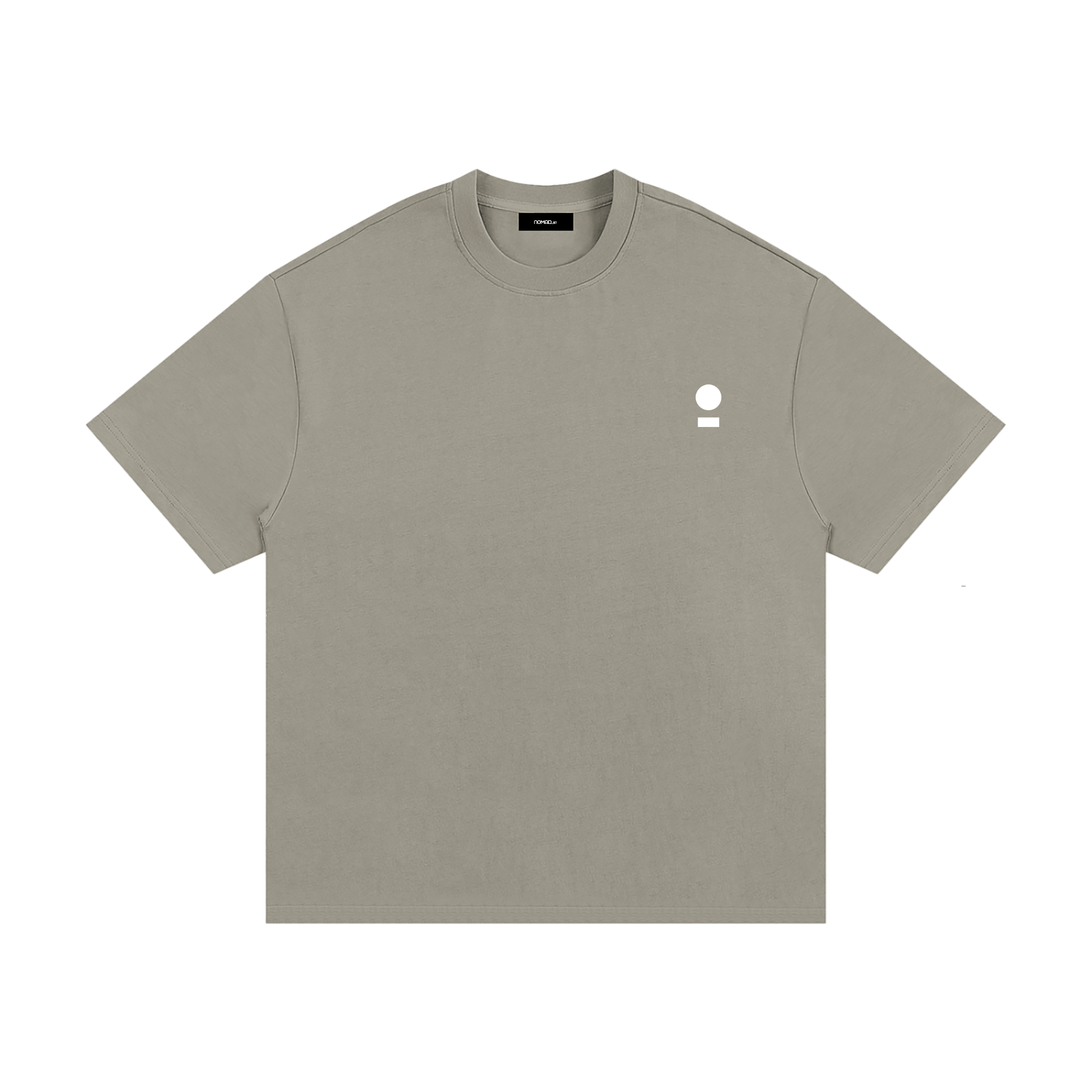 nomad_07 heavyweight Dark Clay t-shirt with white world and path chest logo
