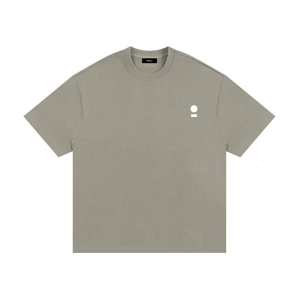 nomad_07 heavyweight  dark clay t-shirt with minimalist world and path chest logo