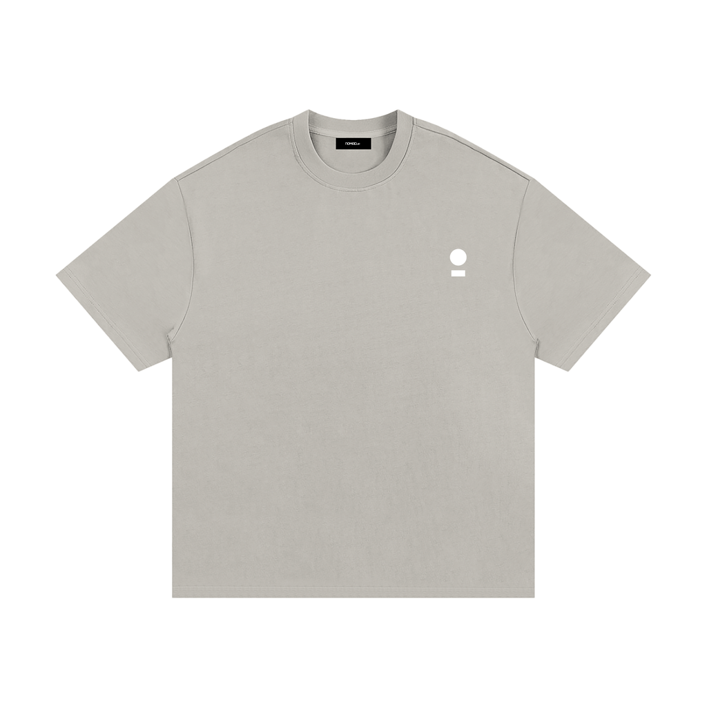 nomad_07 heavyweight Smoke Clay t-shirt with white world and path chest logo