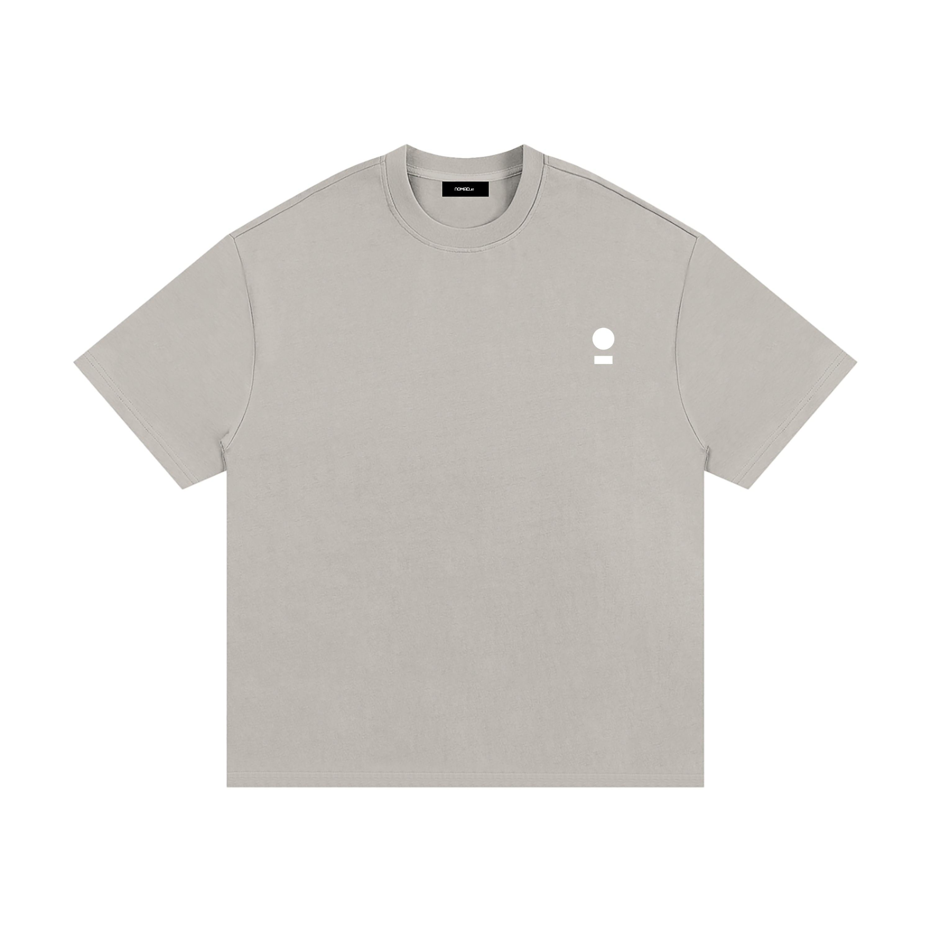 nomad_07 heavyweight Smoke Clay t-shirt with white world and path chest logo