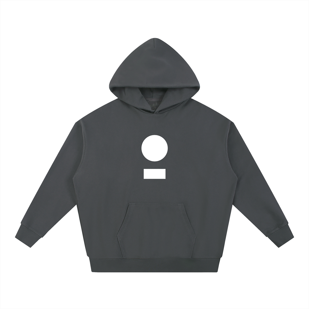 nomad_07 unisex streetwear heavyweight hoodie in Dark Ash with core logo front view in white