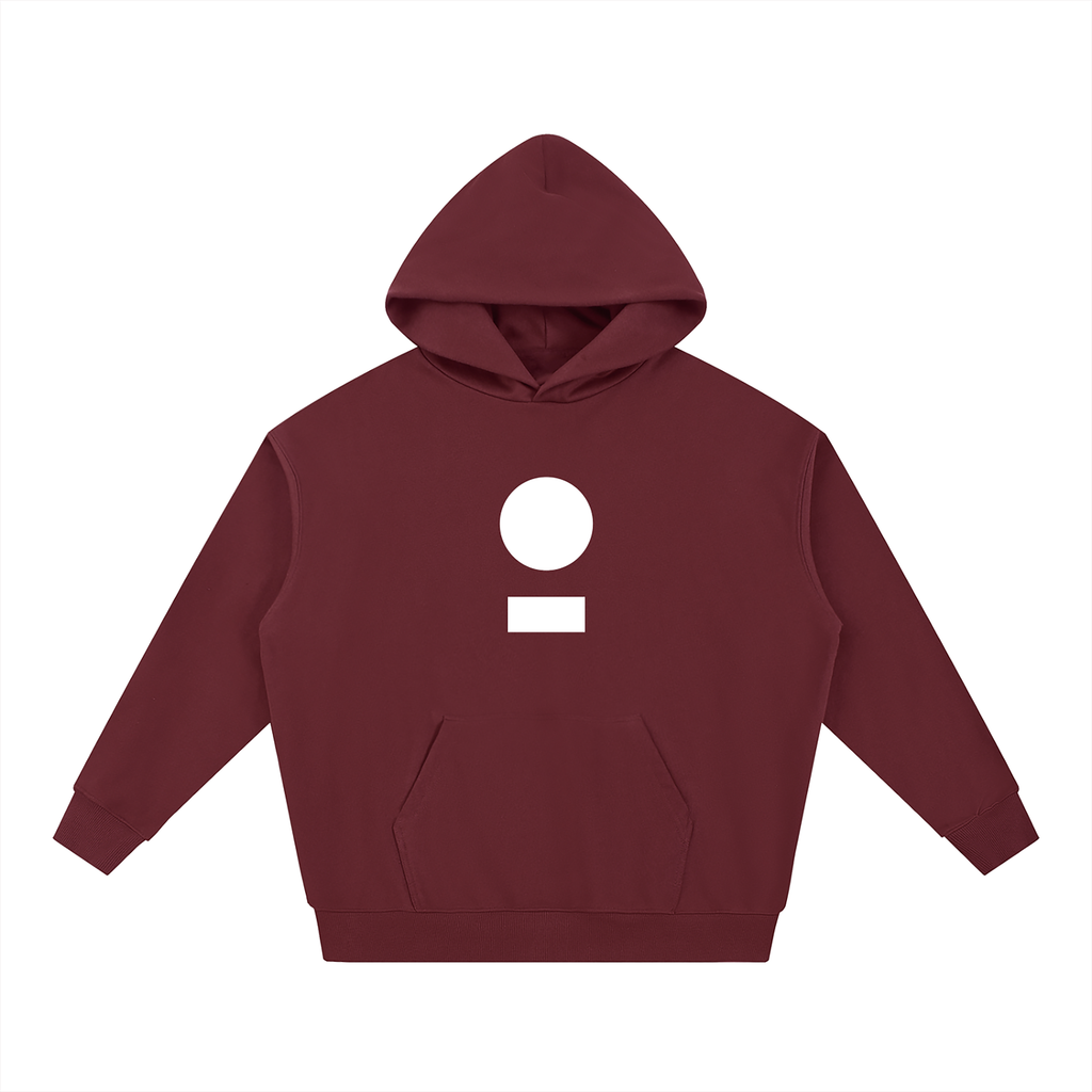 nomad_07 unisex streetwear heavyweight hoodie in Crimson with core logo front view in white